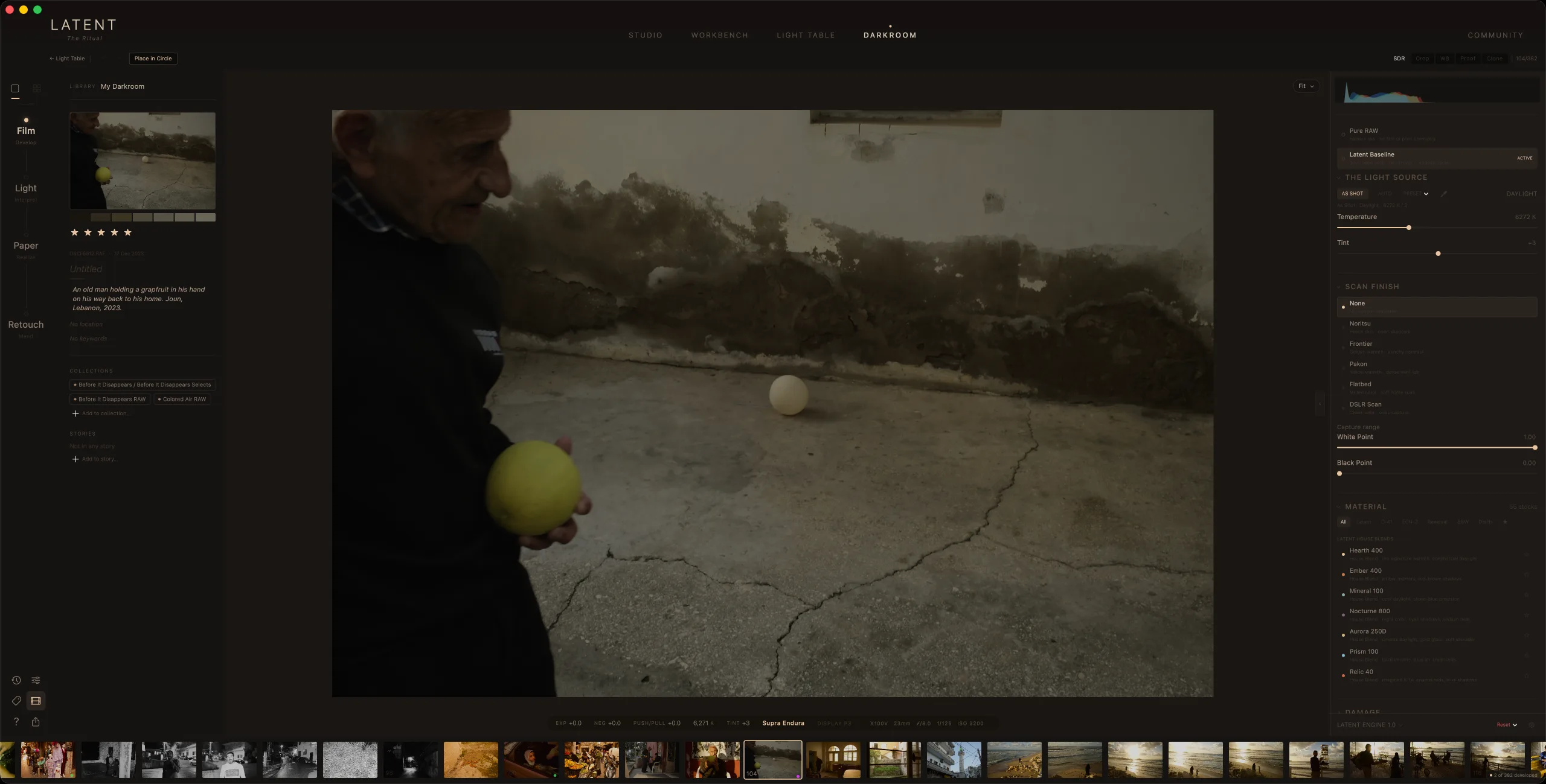 The Darkroom in The Ritual on Mac — a photograph from Joun developing on Supra Endura, among its develop controls